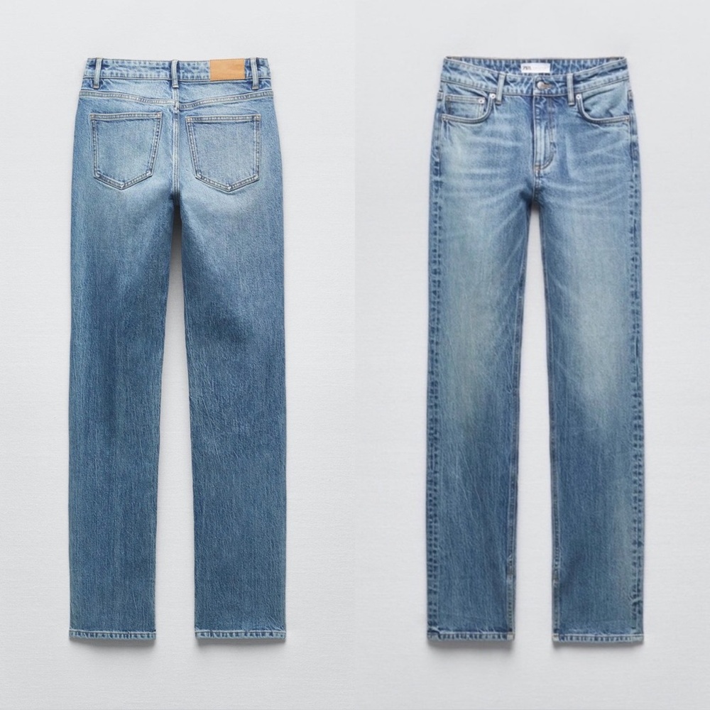 Zara Full Length High Rise TRF Slim Fit Slit Jeans